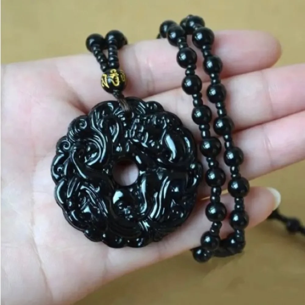 Black Dragon Pendant Necklace, Unisex - Picture 5 of 6
